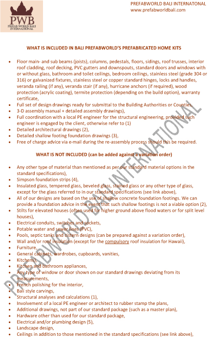Package Bali Prefab World home kit 1